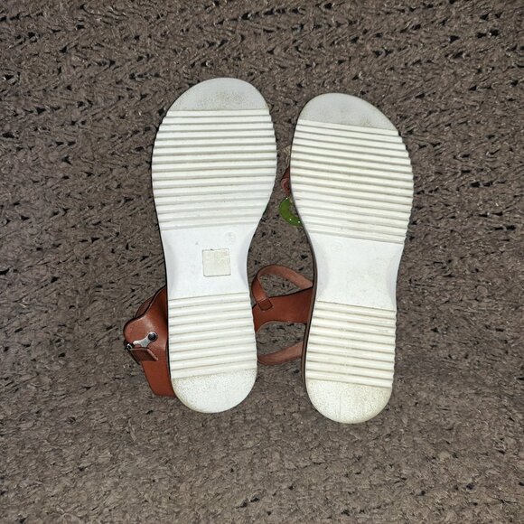 PORRONET-Leather/Raffia Wedge Sandals-Plastic Color Chain-Sz 39/8.5-Excellent - Picture 8 of 8